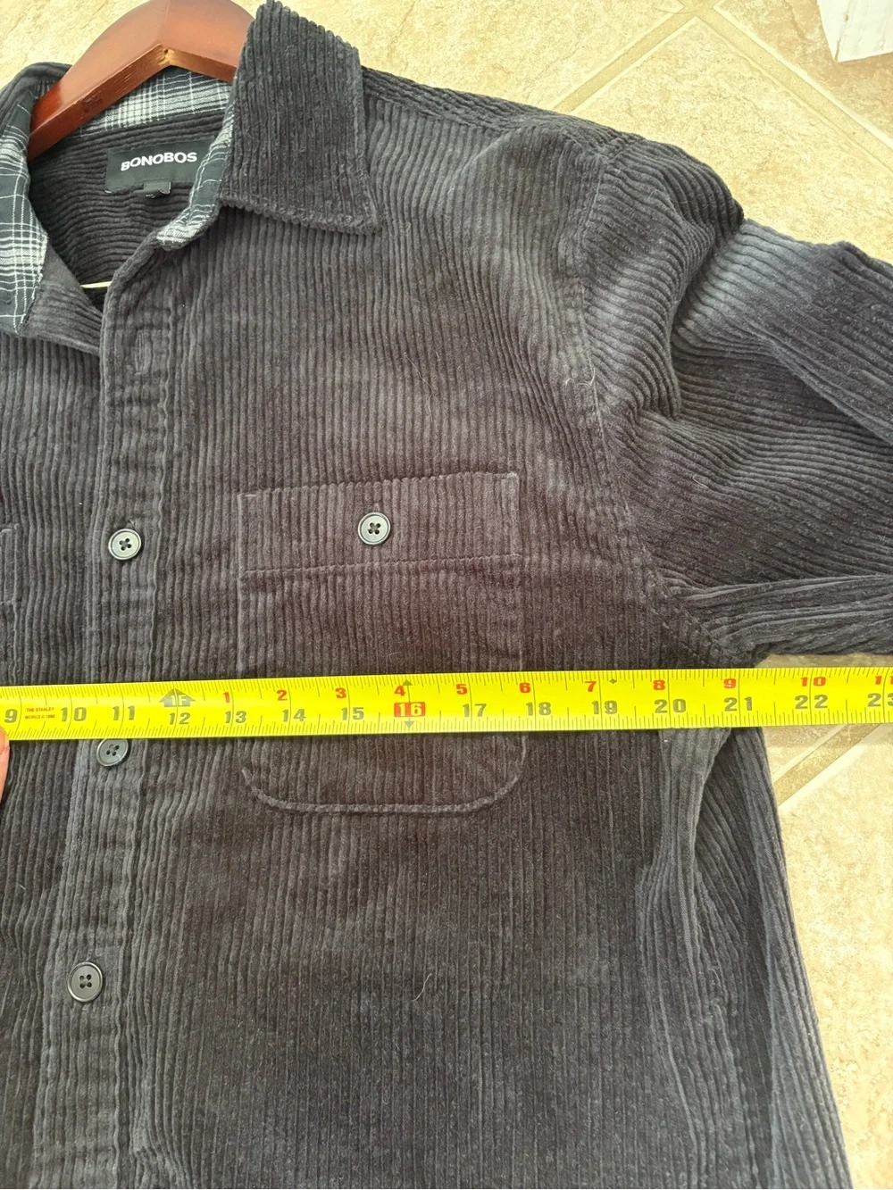 Bonobos black corduroy shirt jacket size medium